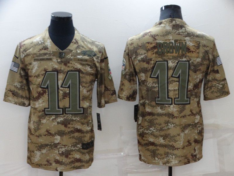 Men Philadelphia Eagles #11 Brown Camo Nike Olive Salute To Service Limited NFL Jersey